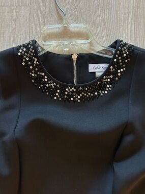 Calvin Klein Black Jewel Collar Sheath Dress